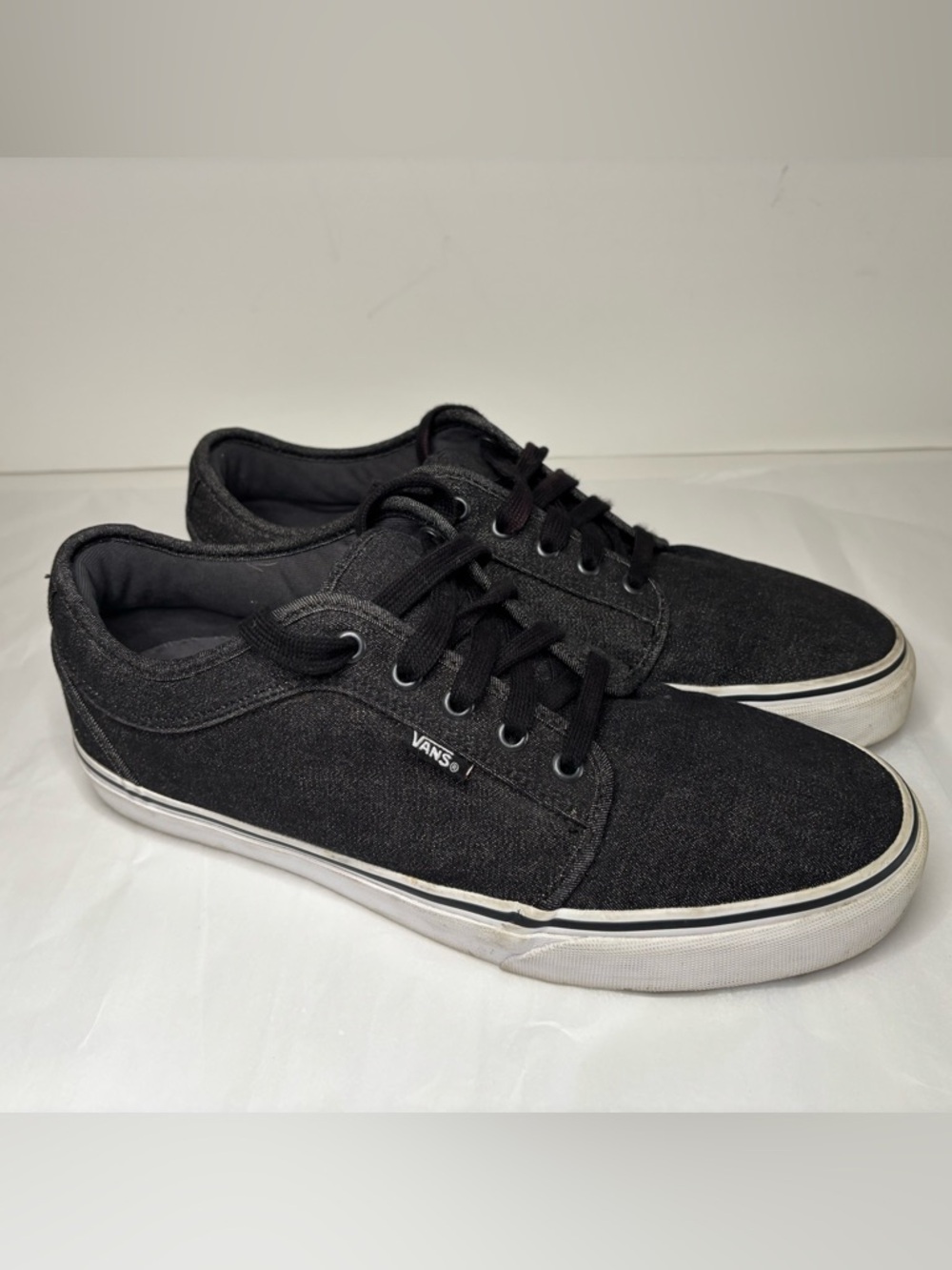 Vans Denim Black and White Low Profile Canvas Sneakers